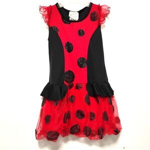 California Costumes Polka Dots dance dress. Size Child Large Black Red Ruffles